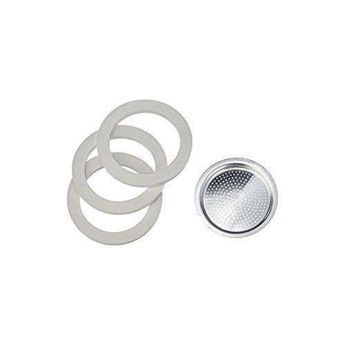 Bialetti Ricambi - Confezione 3 Guarnizioni + filtro alluminio da 1 Tazza