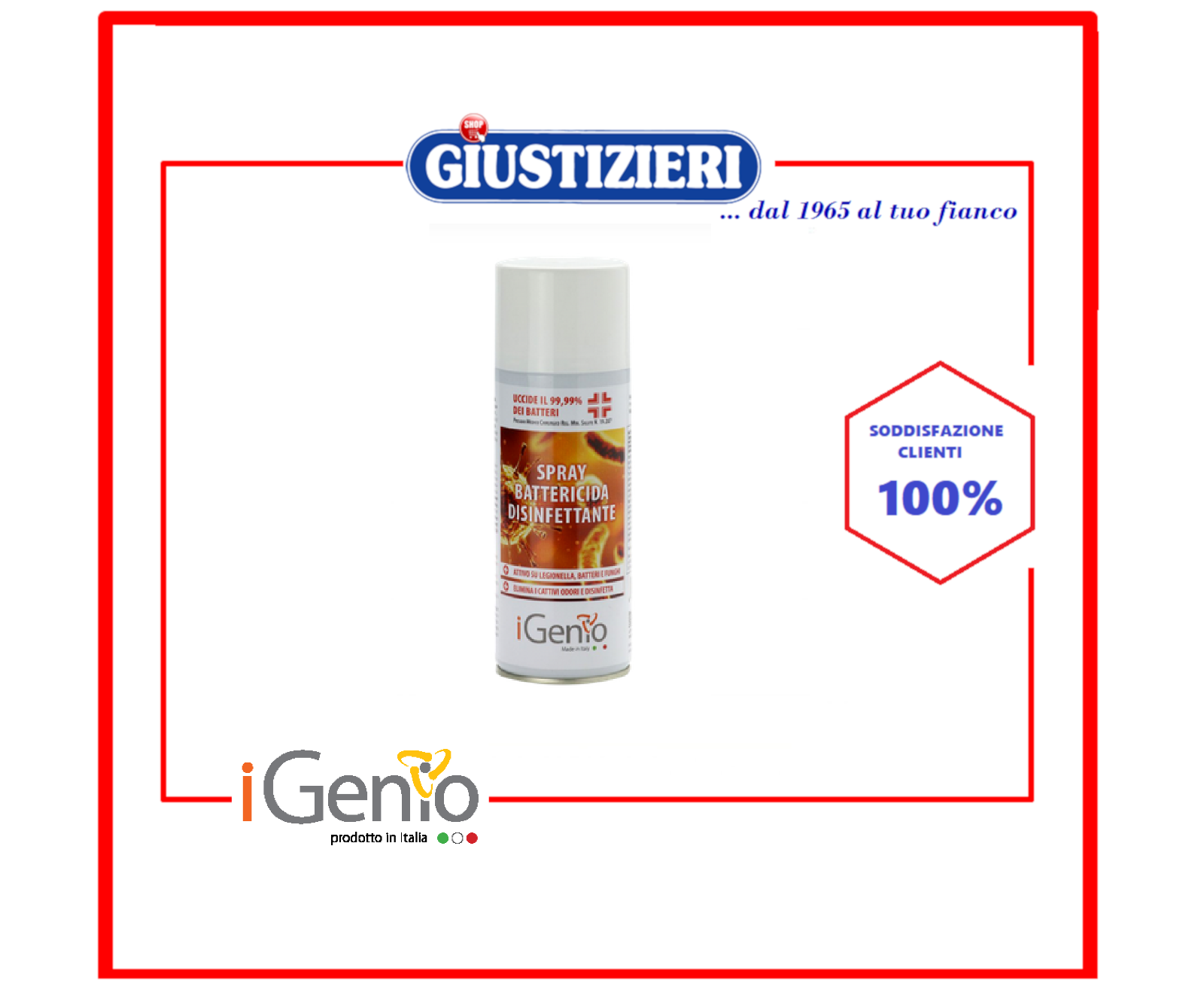 SPRAY DISINFETTANTE BATTERICIDA PER AMBIENTE E SUPERFICI TASCABILE 400ML IGENIO