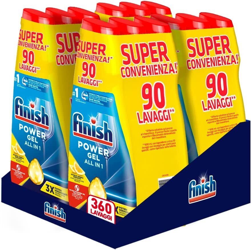 Finish Powergel Detersivo Lavastoviglie al Limone Gel Lavastoviglie 360 Lavaggi