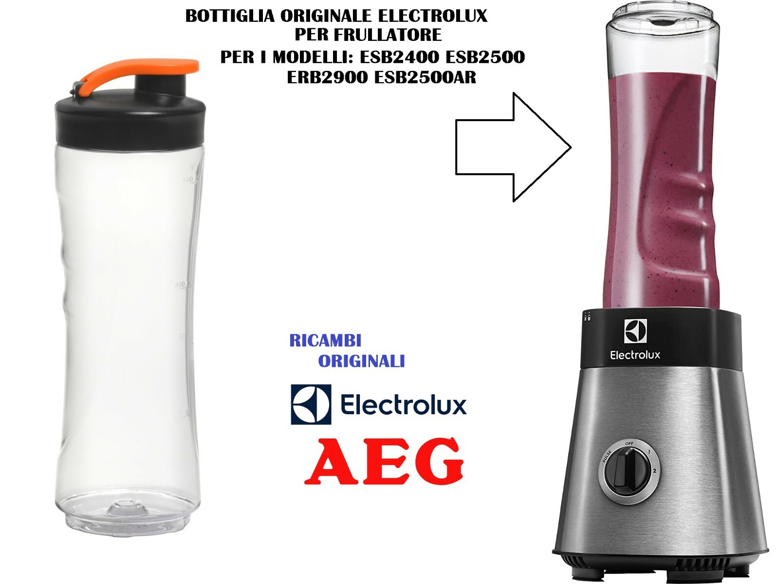 BOTTIGLIA ELECTROLUX AEG ORIGINALE PER FRULLATORE ESB2500 ESB2700 ESB2900