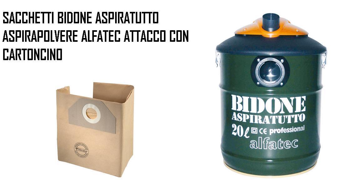 SACCHETTI ASPIRAPOLVERE BIDONE ASPIRATUTTO ALFATEC A53...A57 AD20 A58