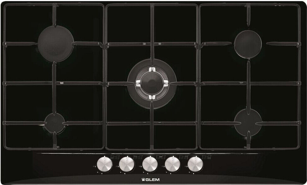 Glem Gas Piano Cottura a Gas 5 Fuochi 86 Cm colore Nero - GT955BK