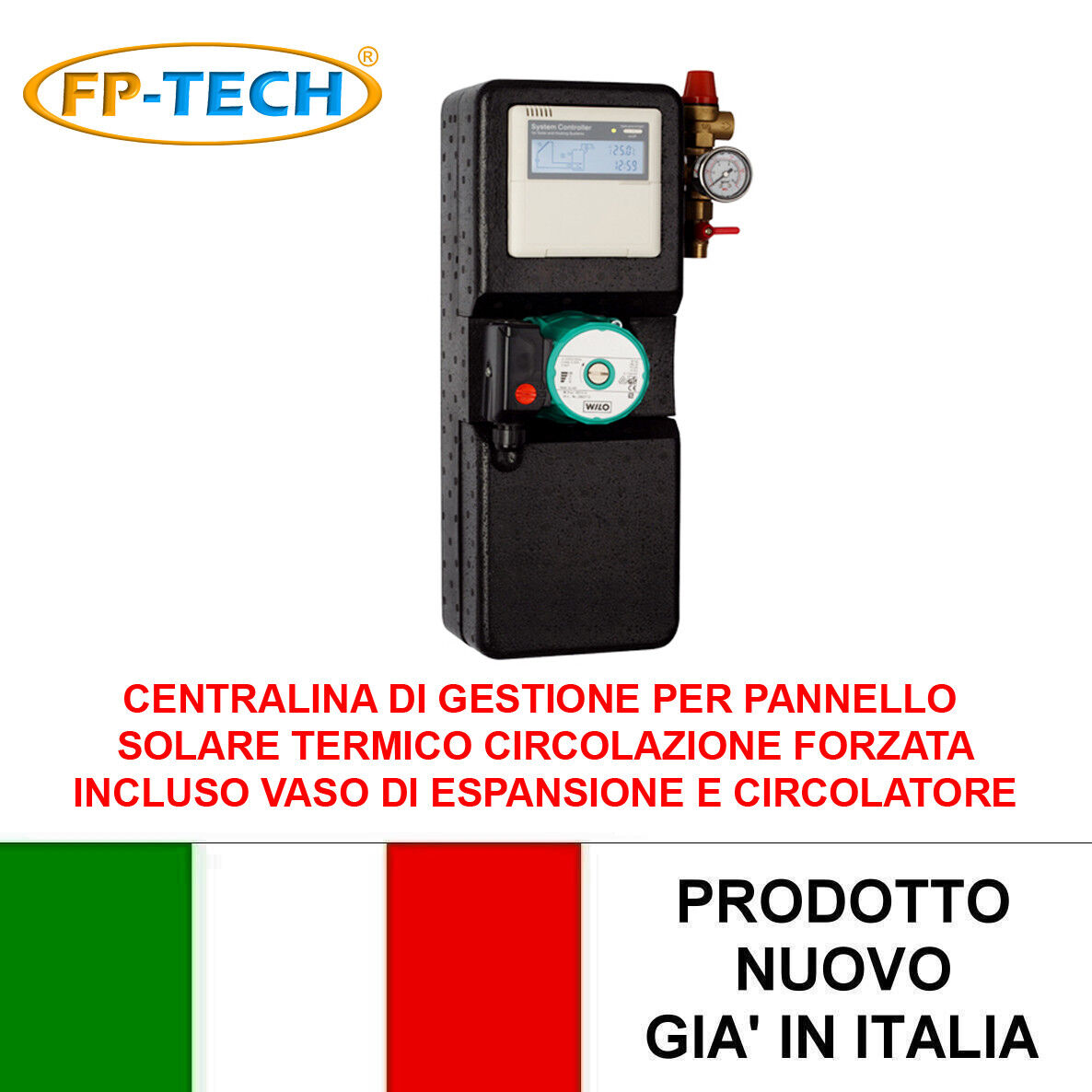 CENTRALINA GESTIONE PANNELLO SOLARE TERMICO POMPA VASO ESP. CIRCOLAZIONE FORZATA