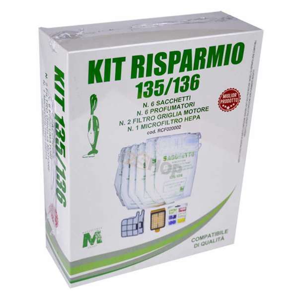 KIT RISPARMIO DI RICAMBI PER VORWERK FOLLETTO 135 136 COMPATIBILI