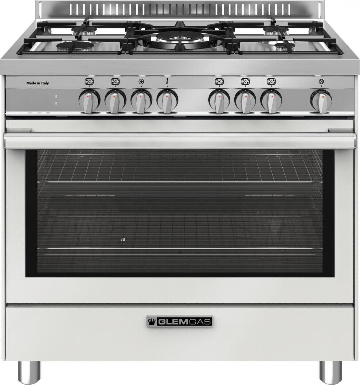 Glem Gas Cucina a Gas 5 Fuochi Forno Multifunzione 90x60 cm Bianco ST965MWH