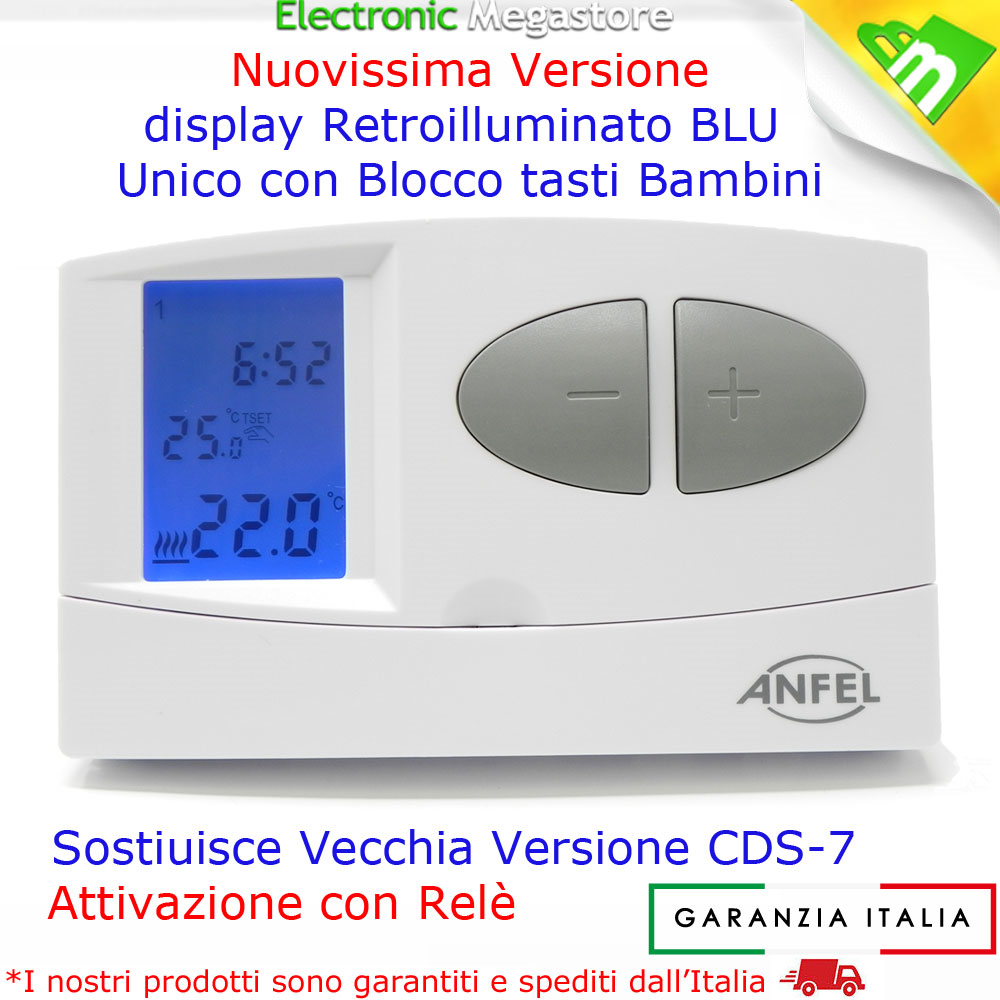 CRONOTERMOSTATO DIGITALE PROGRAMMABILE TERMOSTATO - DISPLAY RETROILLUMINATO
