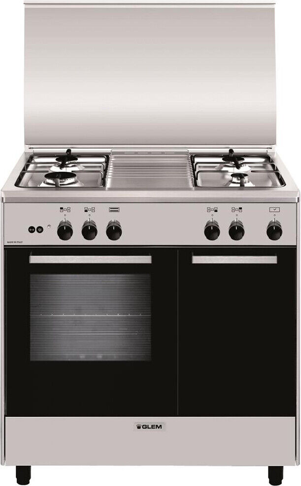 Glem Gas Cucina a Gas 4 Fuochi Forno a Gas Grill 80x50 cm Inox - AR854GI