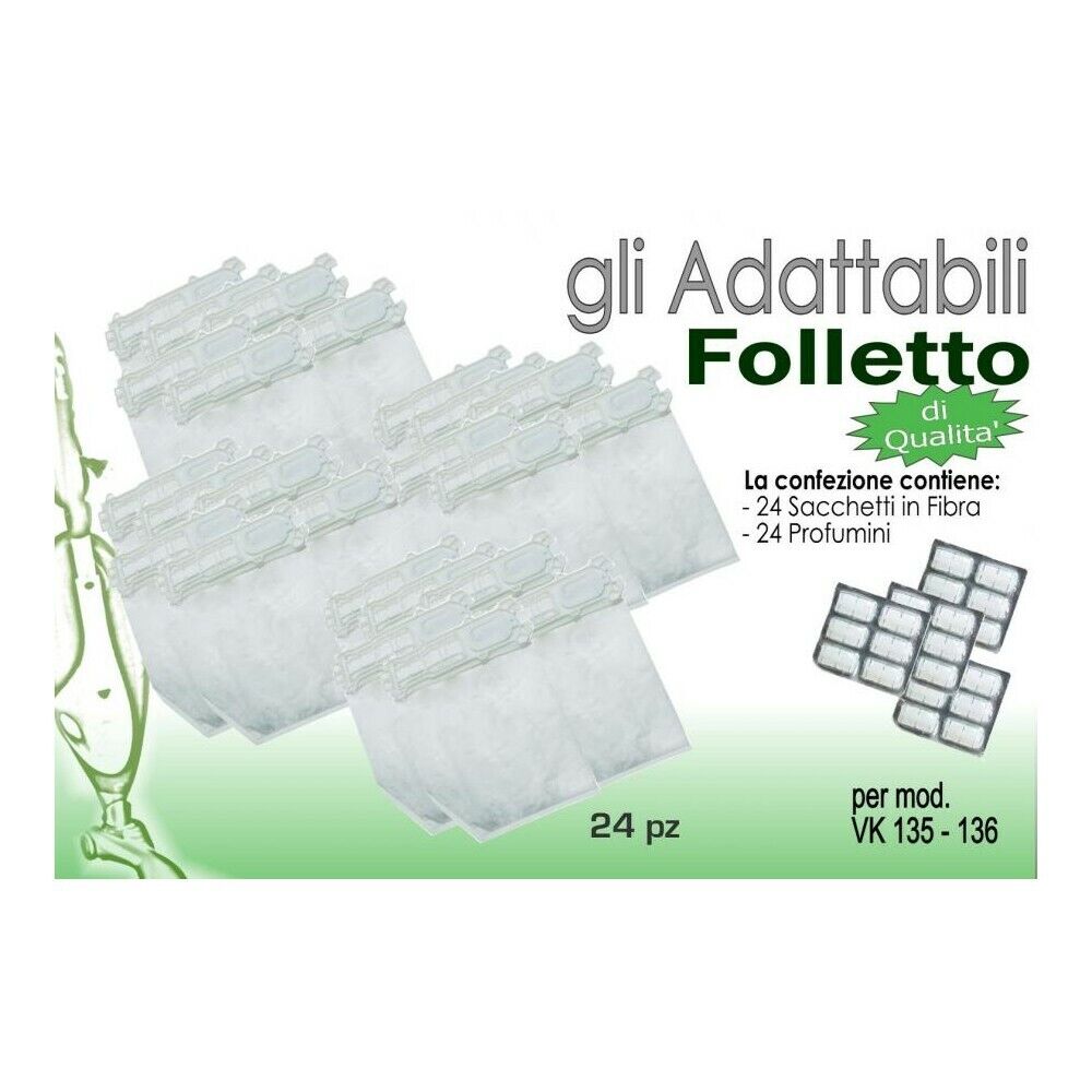 24 PZ SACCHETTI FOLLETTO VORWERK VK 135 136 COMPATIBILI   24 profumini