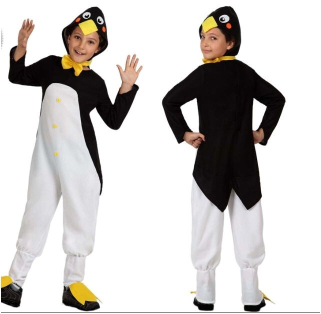 Costume pinguino bambino taglia 5/6 anni vestito bianco e nero animale marino