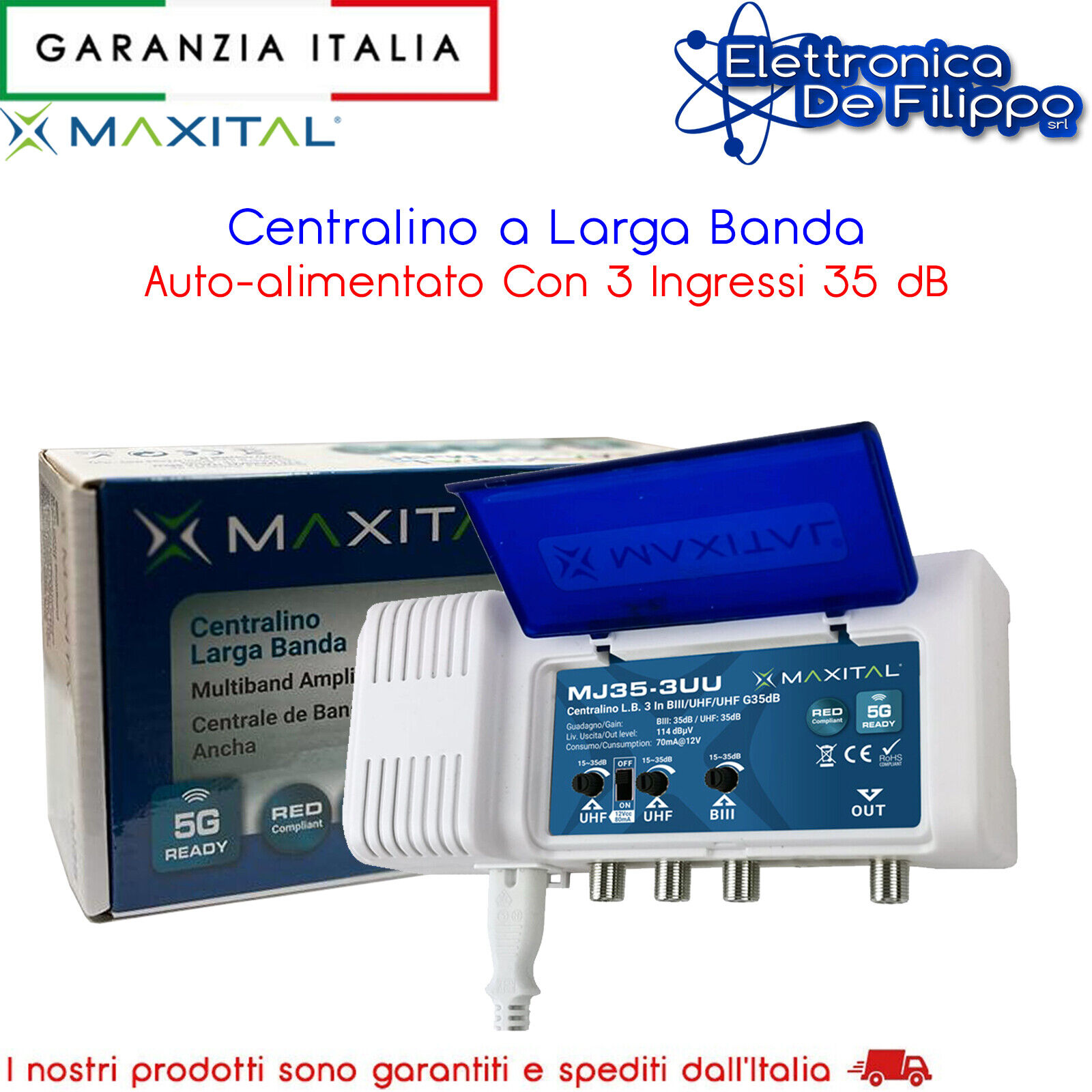 Centralino a Larga Banda Auto-alimentato Con 3 Ingressi 35 dB