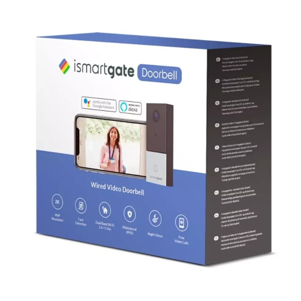 Video campanello cablato Ismartgate Wired Video Doorbell, con filo, Night Vision