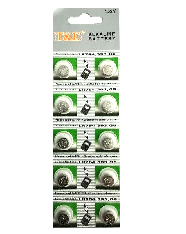 10 Batterie Pile T&E AG5 LR754 393 G5 AG5 L754F LR754 G5 LR48 193 GP93A 393 SR75