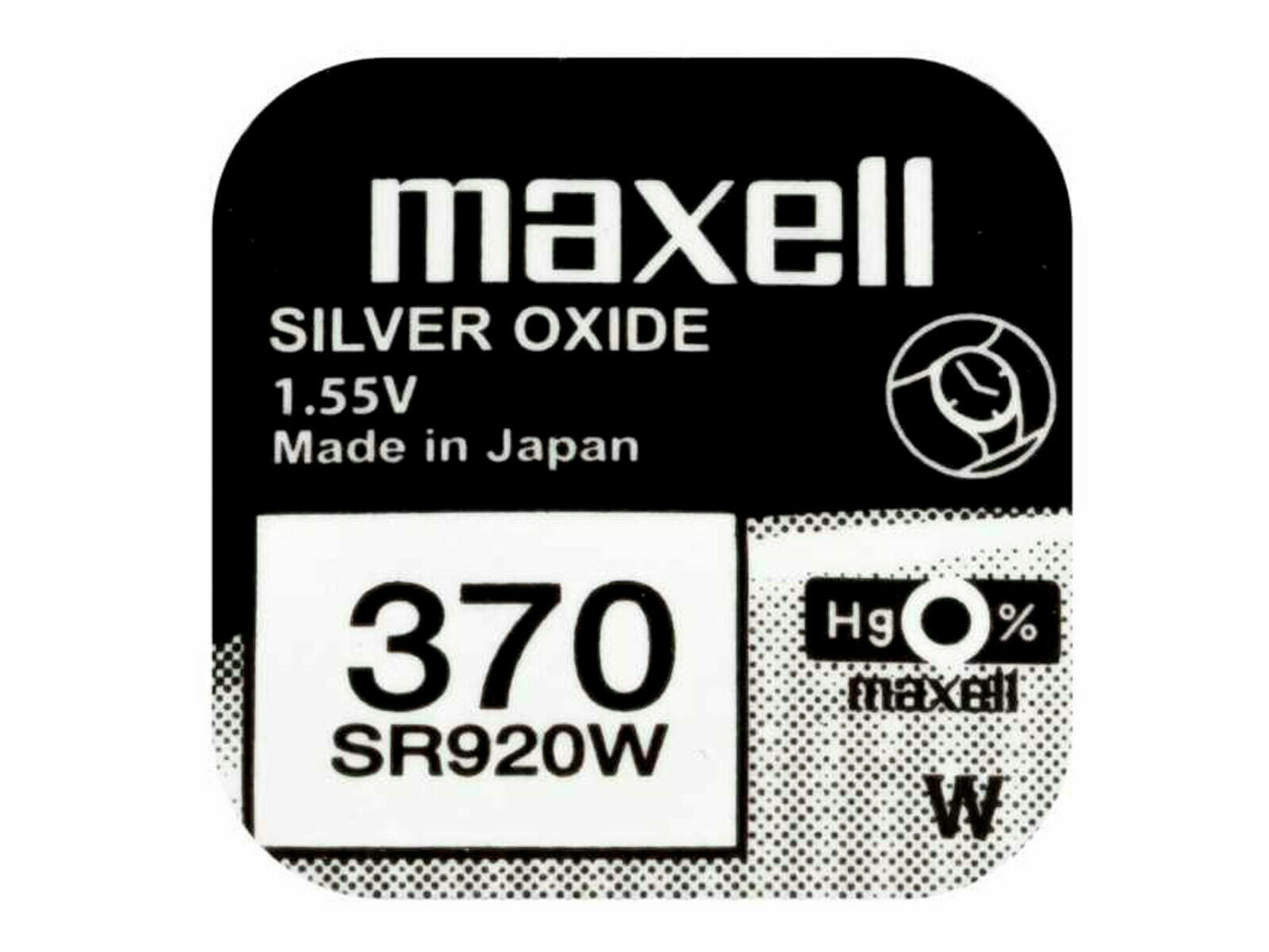 Maxell 370 Pila Batteria Orologio Mercury Free Silver Oxide SR920W Japan 1.55V