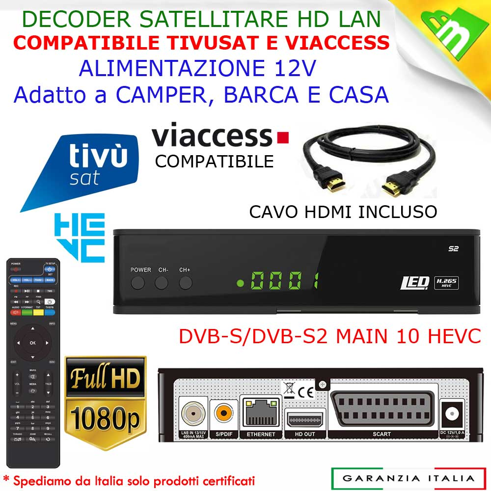 DECODER SATELLITARE HD BWARE RX540-EV +WIFI OK TIVUSAT HDMI