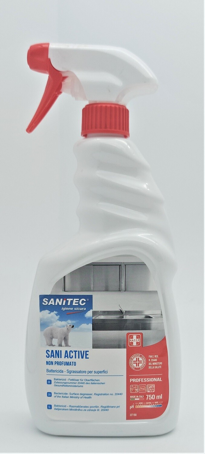 DETERGENTE SANI ACTIVE NON PROFUMATO DISINFETTANTE E SGRASSATRE 750ML