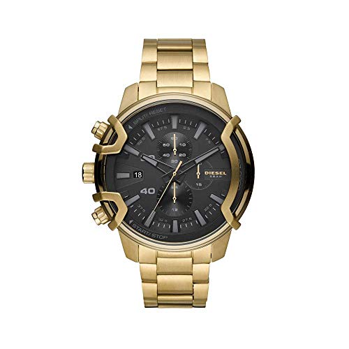 Diesel Orologio Griffed Da Uomo, Movimento Cronografo Al Quarzo, Cassa In Acciaio Inossidabile Dorata Da 48 Mm Con Bracciale In Acciaio Inossidabile,