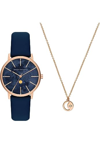 Armani Exchange Orologio Da Donna, Movimento A Tre Lancette, Orologio In Acciaio Inossidabile Con Cassa Da 36 Mm E Cinturino In Pelle O Acciaio, Oro R