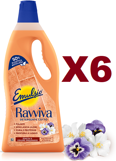 6 PZ EMULSIO RAVVIVA COTTO FIORI BIANCHI E VIOLETTA 750ML DETERGENTE COTTO