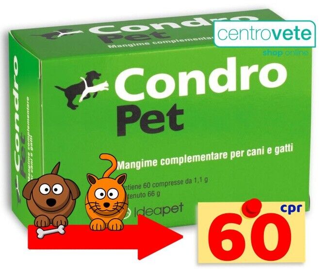 IDEAPET  Condro Pet 60 Cpr per Cani Gatti → Combatte Artrosi e Stress Articolare