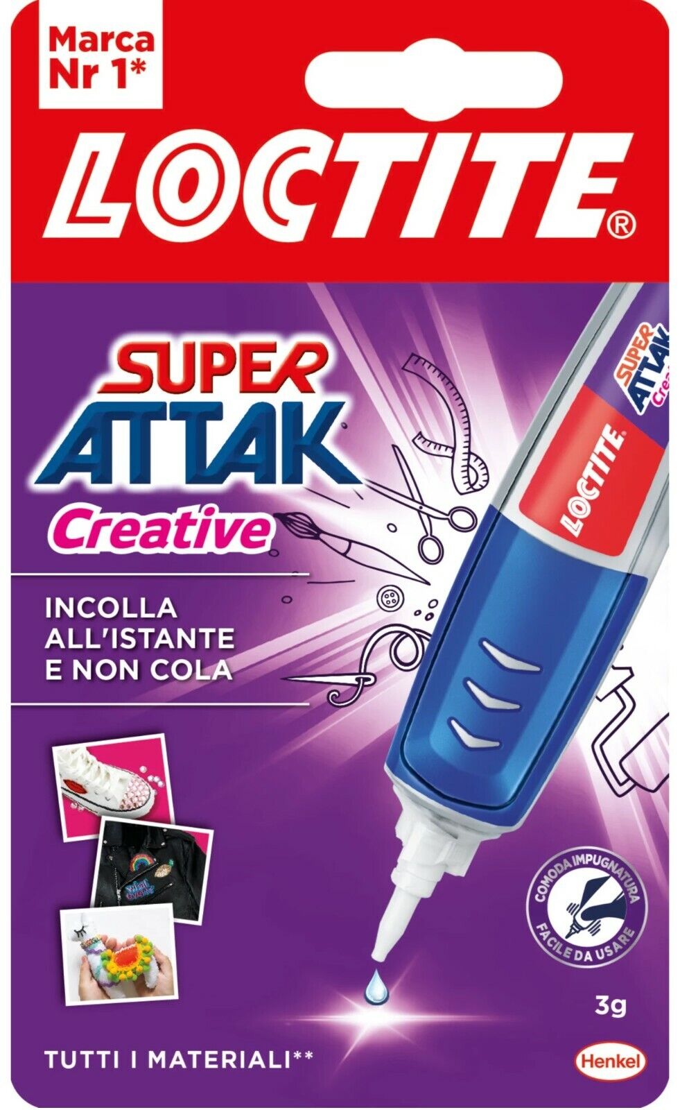 SUPER ATTAK CREATIVE PEN 3g LOCTITE ADESIVO COLLA ATTACK A PENNA CIANOACRILATO