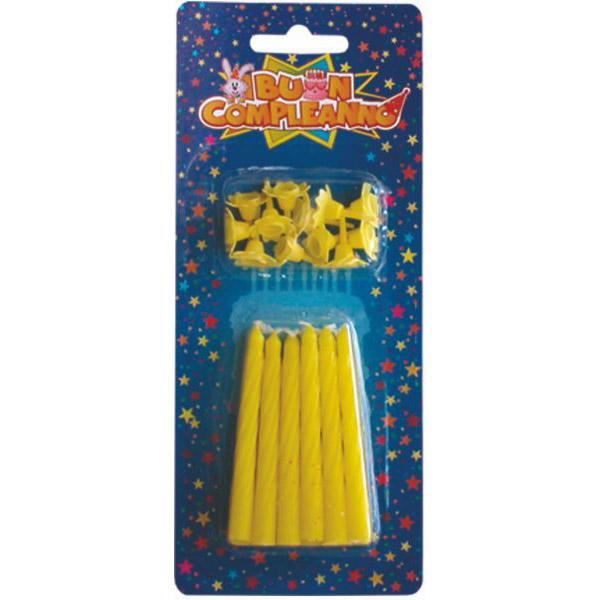 12 CANDELINE GIALLE CON SUPPORTO
