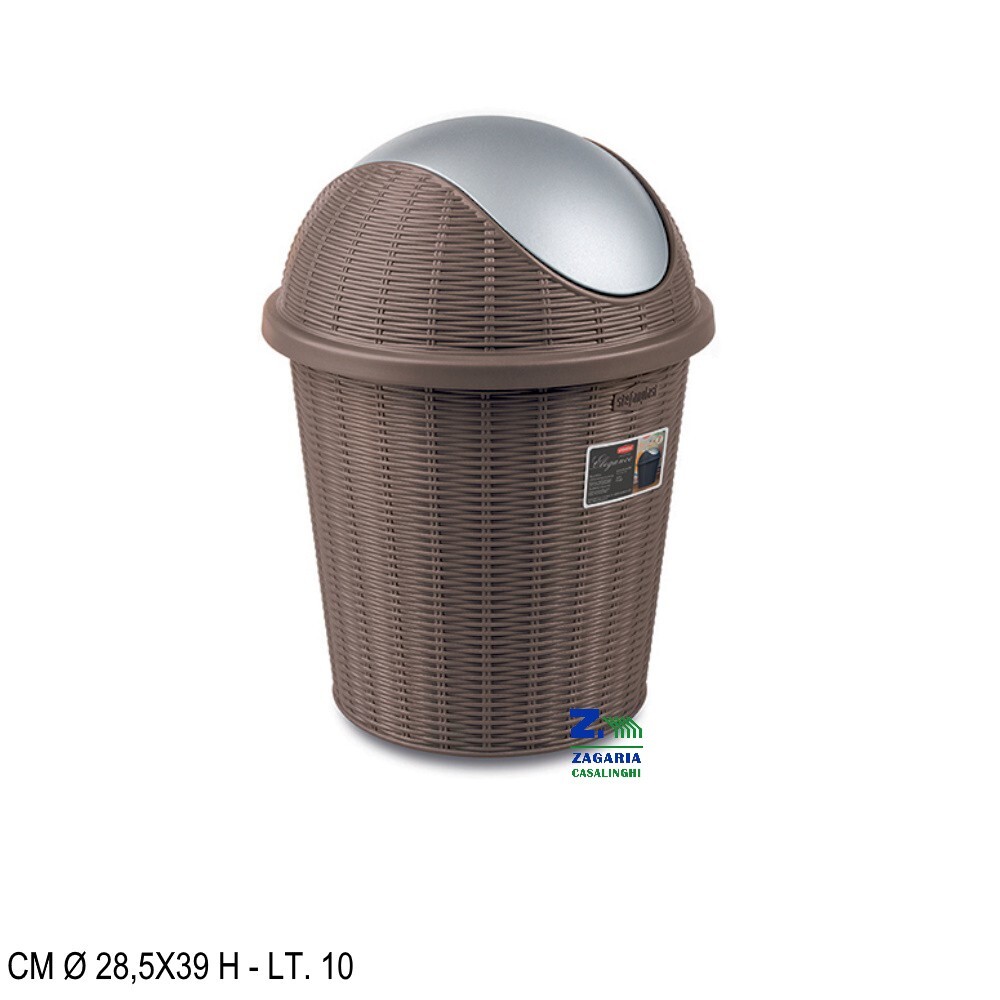 PATTUMIERA BASCULINA ELEGANCE TORTORA LT. 10 DIAM. CM 28,5X39 H EFFETTO RATTAN