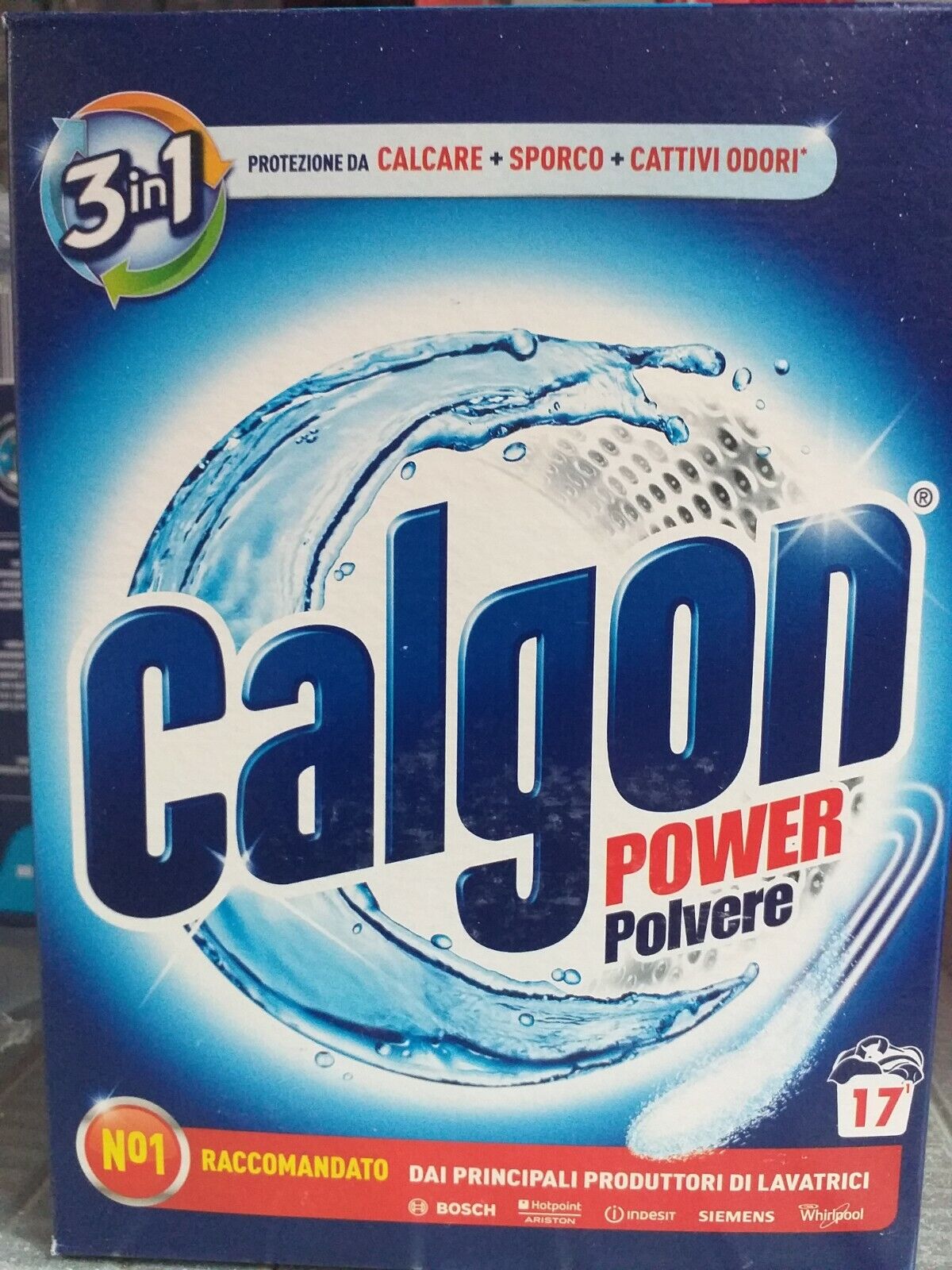12 pz Calgon Power Polvere 3 in 1 Lavatrice 17 per Calcare Sporco Cattivi Odori