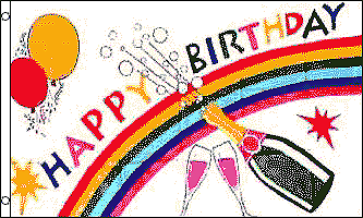 BANDIERA FESTA DI BUON COMPLEANNO 150x90cm - BANDIERA AUGURI DI BUON COMPLEANNO