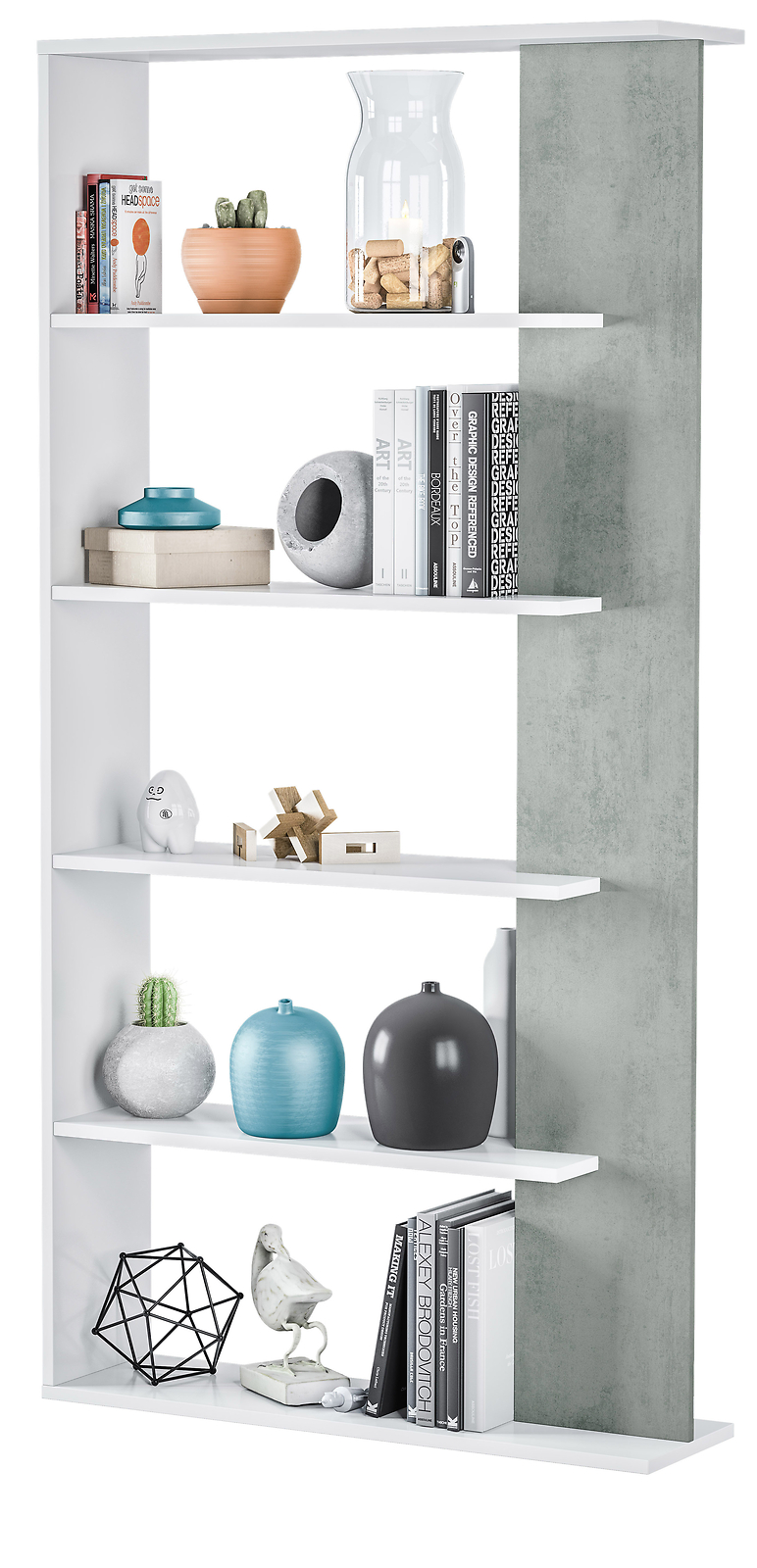 96408   KIT LIBRERIA ALIDA 90X25X180 BIANCO CEMENTO