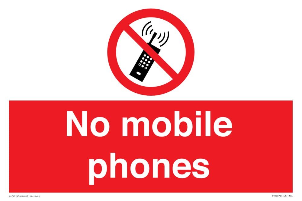 No mobile phones Sign - 300x200mm - A4L