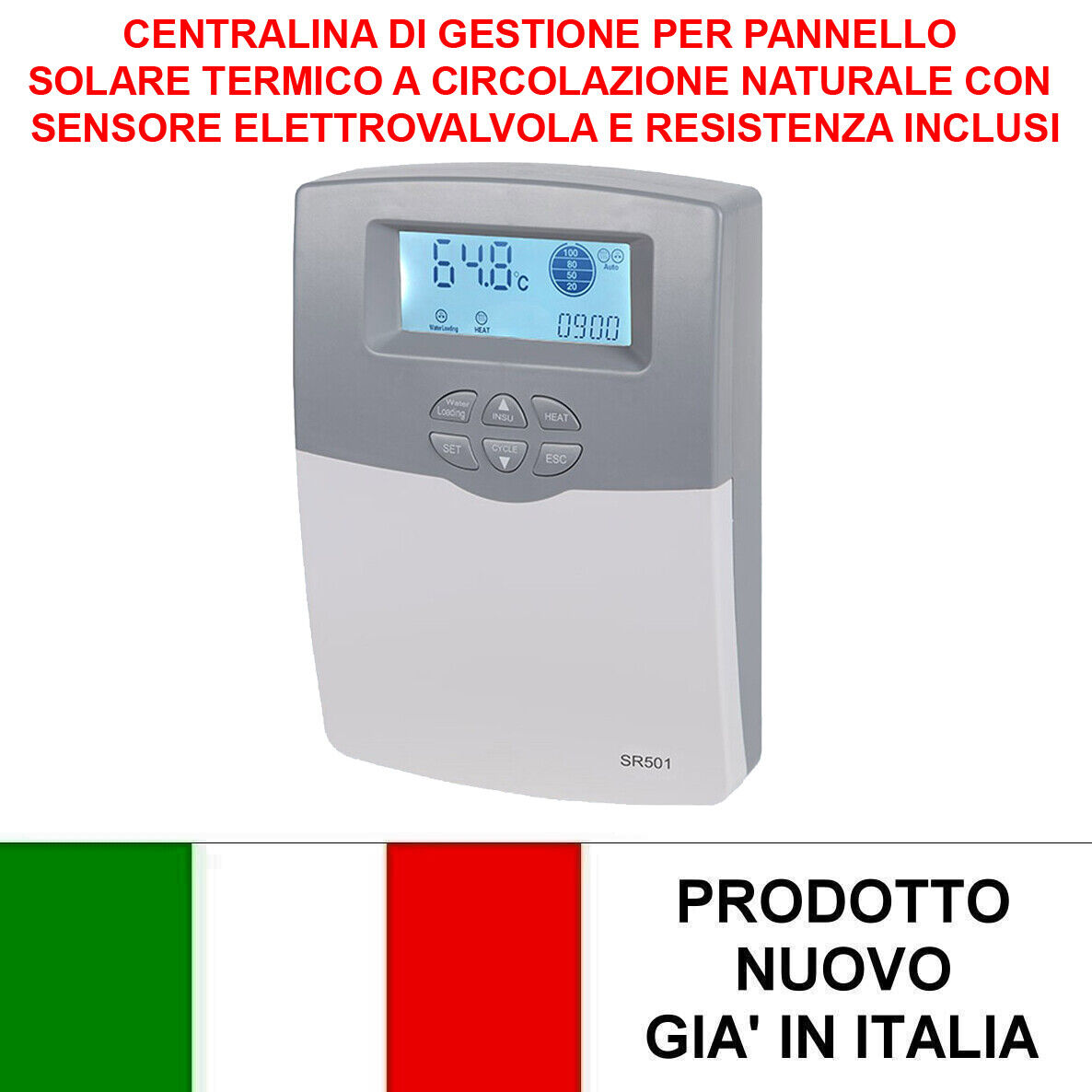 CENTRALINA DI GESTIONE PANNELLO SOLARE TERMICO ACQUA CALDA CIRCOLAZIONE NATURALE
