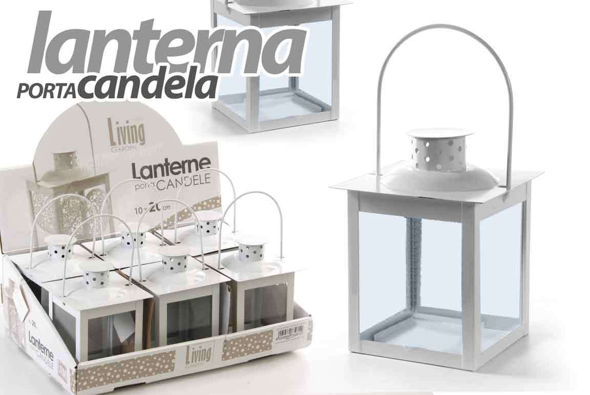LANTERNA  PORTA CANDELA BIANCA  PORTACANDELA 10*10*14 CM ACA-732812