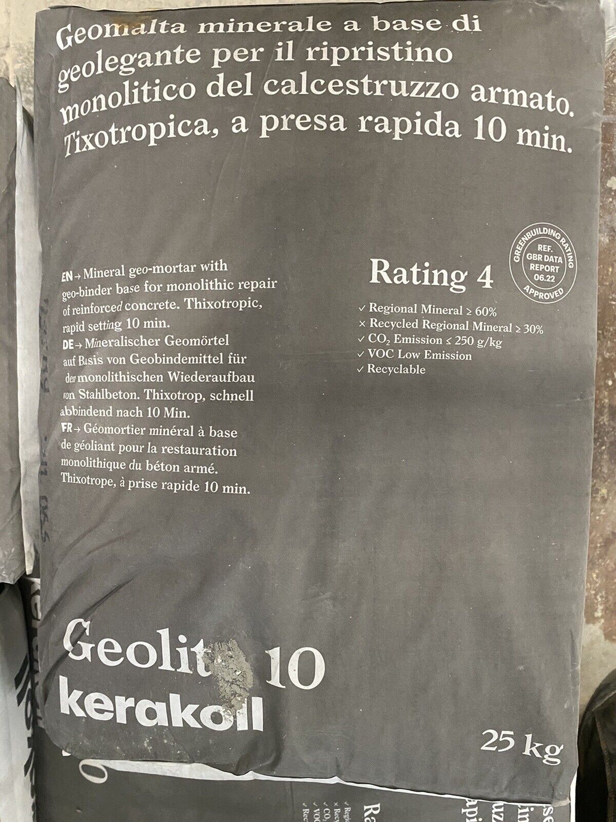 Kerakoll GEOLITE 10 KG 25 geomalta minerale X ripristino e Rifacimento Cls
