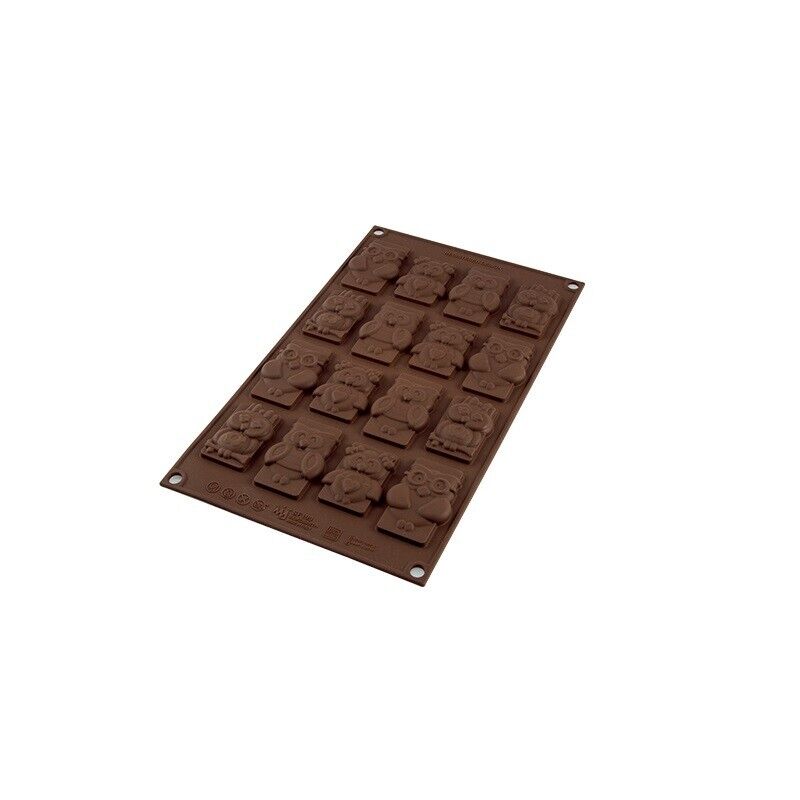 stampo in silicone per Cioccolatini Tavolette forma di Gufi Buffi SILIKOMART