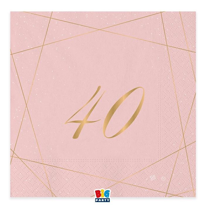 TOVAGLIOLI 33X33 CM 40 ANNI ROSE 20 PZ