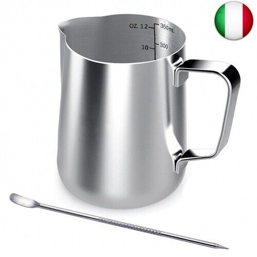 Jarra de leche, espumador de mano de acero inoxidable de 350 ml, crema de café,