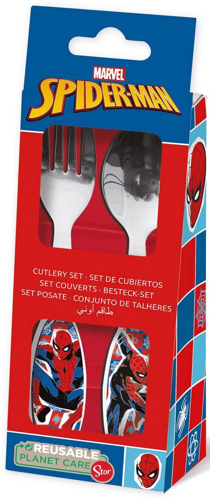 Set 2 posate per bambini in acciaio Spiderman MARVEL