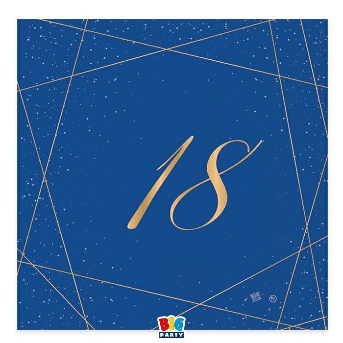 TOVAGLIOLI 25X25 CM 18 ANNI BLUE GOLD 20 PZ