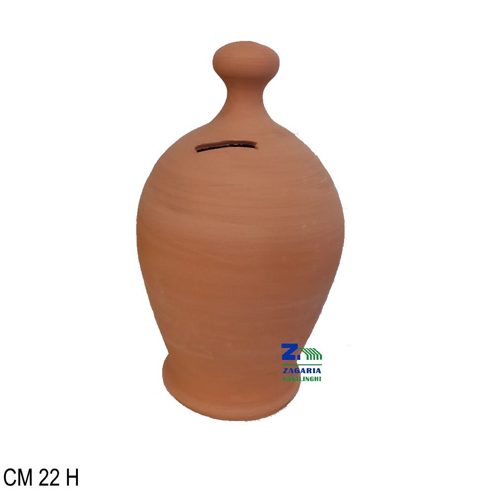 SALVADANAIO PORTAMONETA IN TERRACOTTA CM 22 H ARTIGIANALE VINTAGE