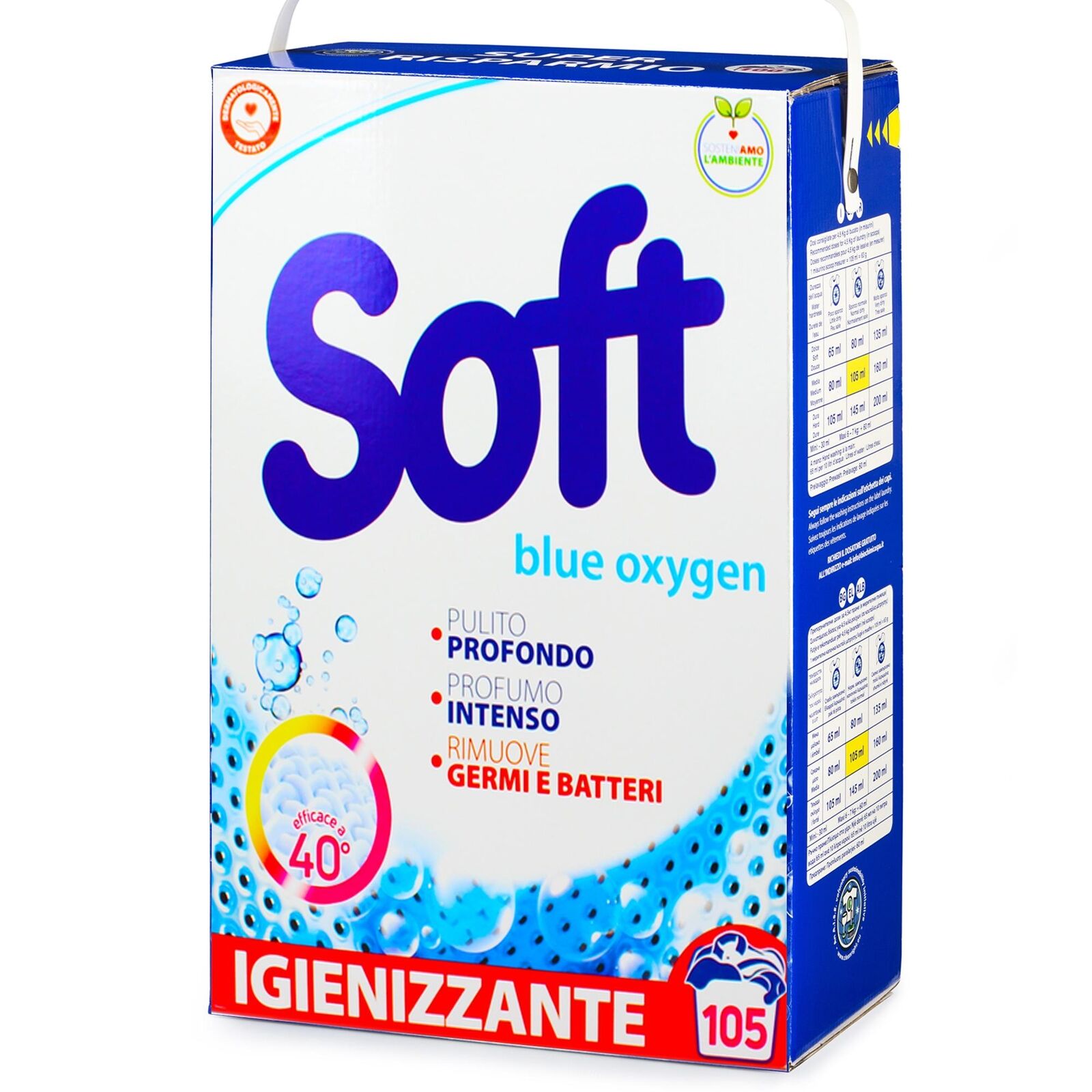 SOFT DETERSIVO BUCATO PER LAVATRICE IN POLVERE LAVATRICE 5250GR BLUE OXYGEN