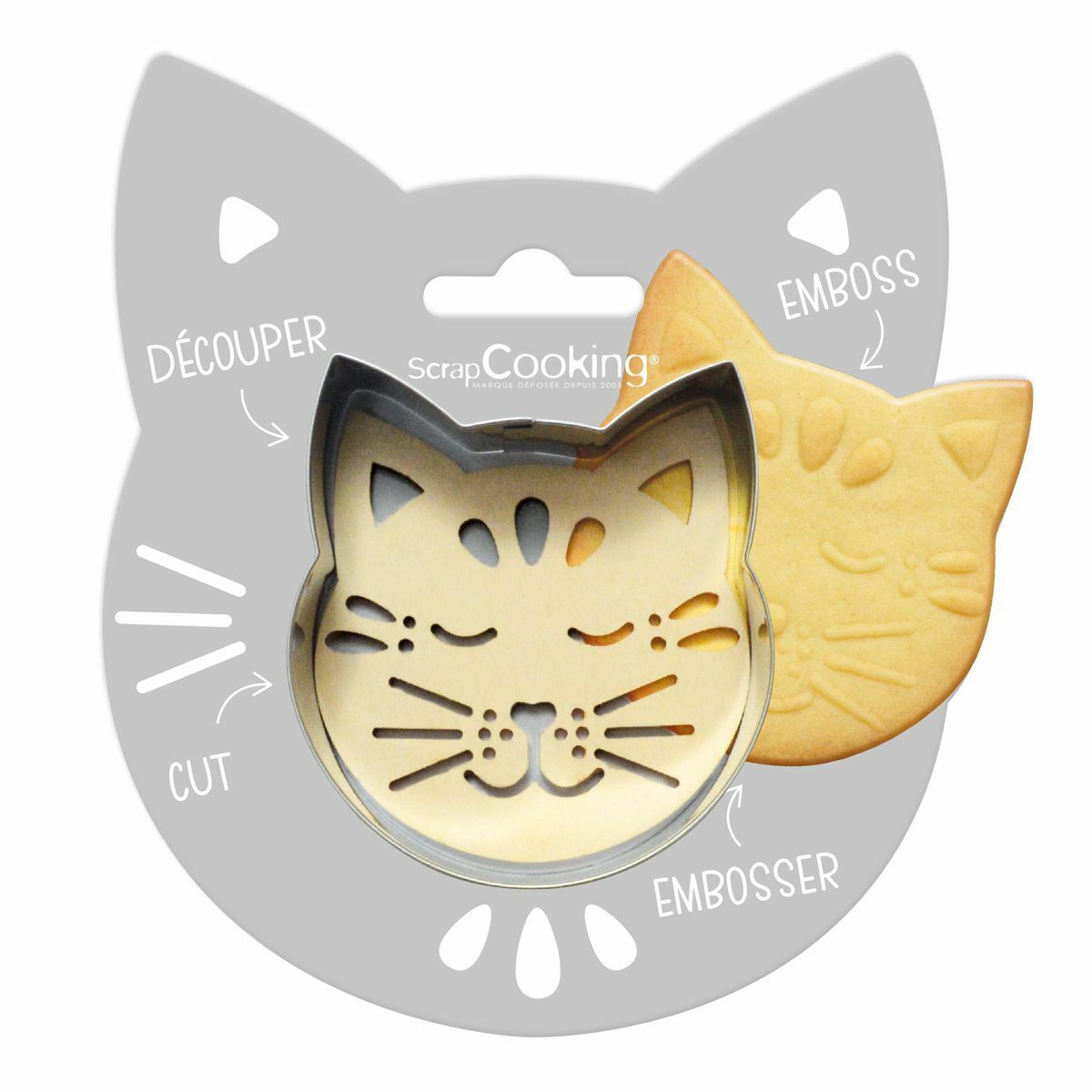 Kit Tagliapasta incisione e impressione embosser viso Gatto gattino per biscotti