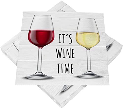 It's Wine Time - Tovaglioli da cocktail a 3 strati, 25 x 25 cm, 150 pz (G2a)