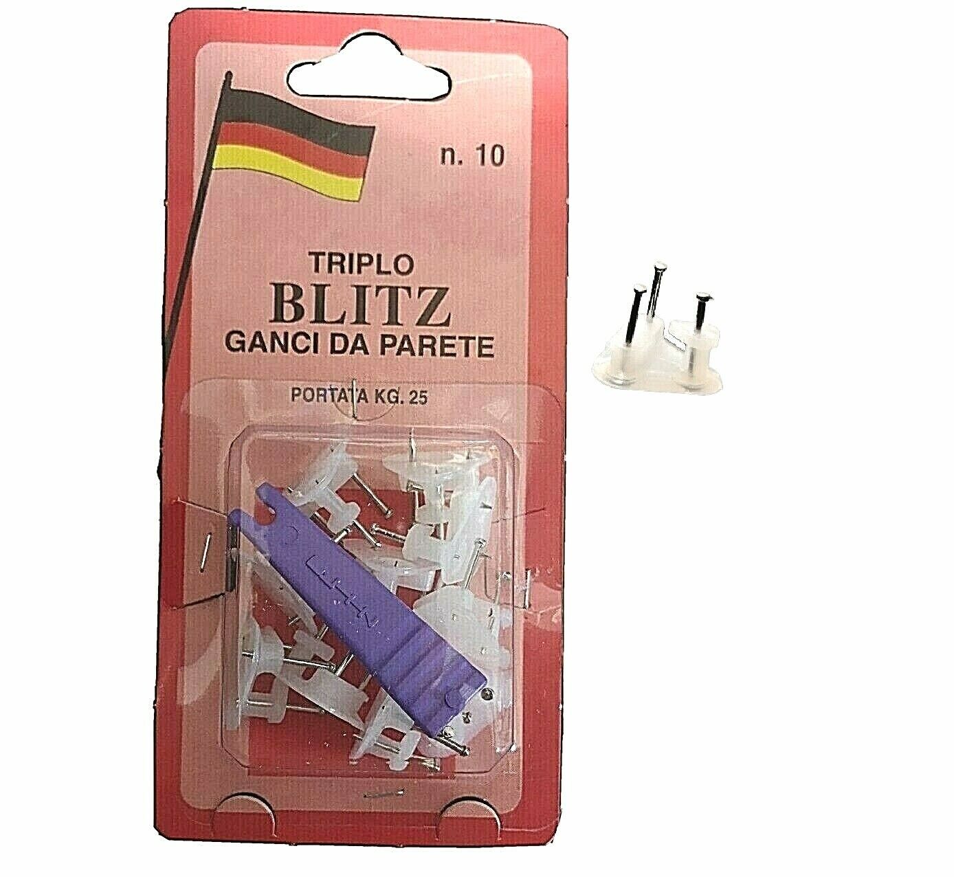 Ganci Blitz da Parete per Quadri Triplo Appendiquadri con Chiodi 10 pezzi