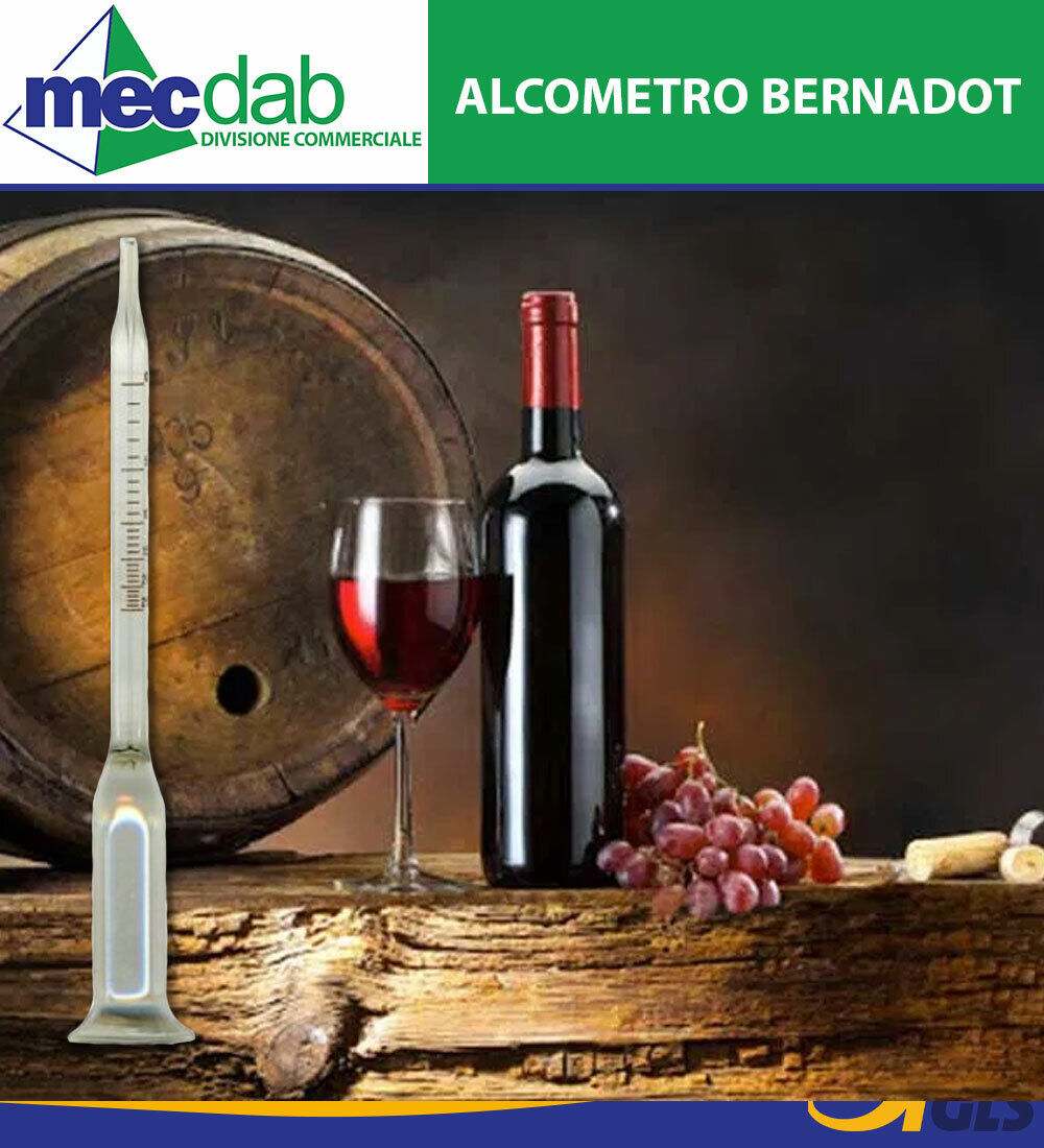 VINOMETRO Misuratore Di Alcol Nel Vino Bernadot Tascabile Con Astuccio 13 Cm