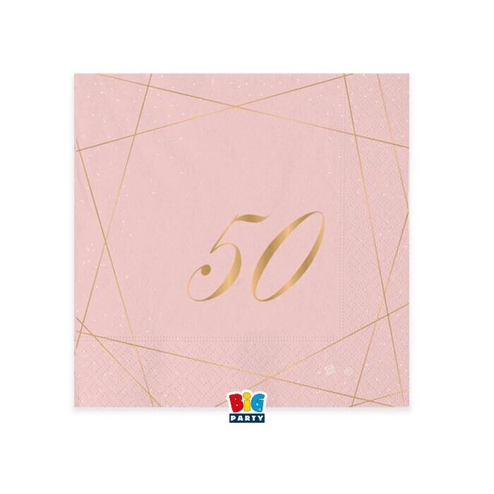 TOVAGLIOLI 25X25 CM 50 ANNI ROSE 20 PZ