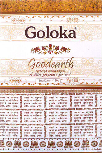 Incenso Goloka GOOD EARTH 12 scatole da 15 gr Rispetto Terra Legno Agar Masala