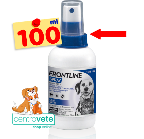 Frontline SPRAY CANI e GATTI 100 ml ⇢ Antiparassitario Spray contro Pulci Zecche