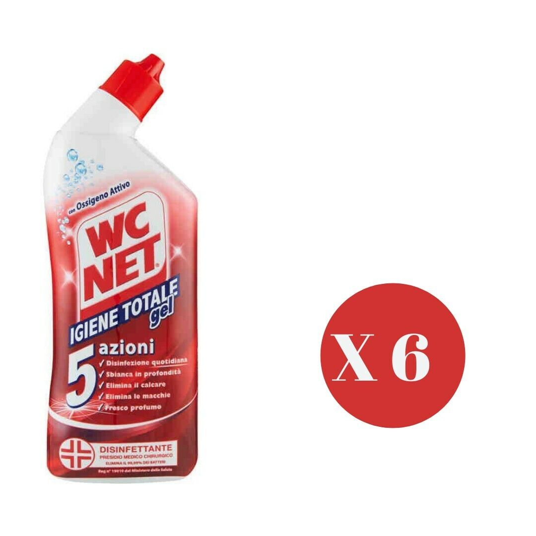 WC NET IGIENE TOTALE Gel Disinfettante per sanitari 5 Azioni - 700mL x 6pz