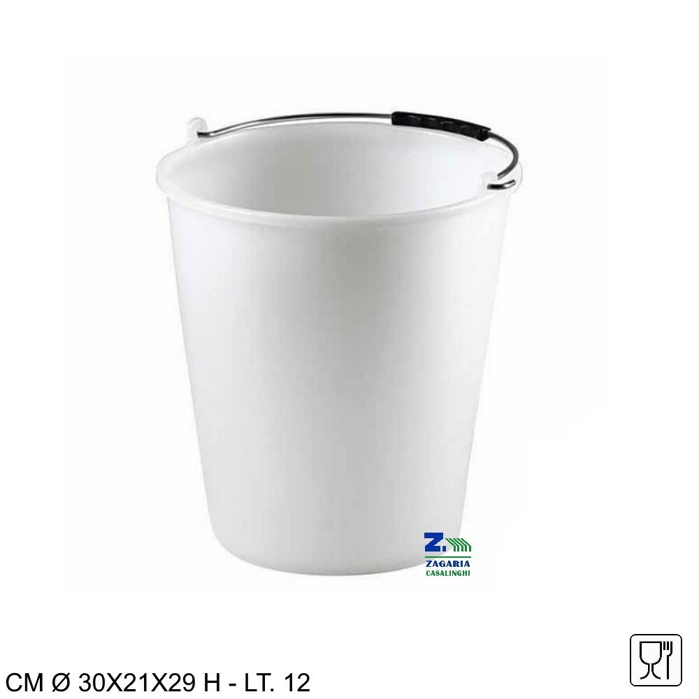 SECCHIO ADDA 12 LT IN PLASTICA PER ALIMENTI COLORE BIANCO MANICO ZINCATO