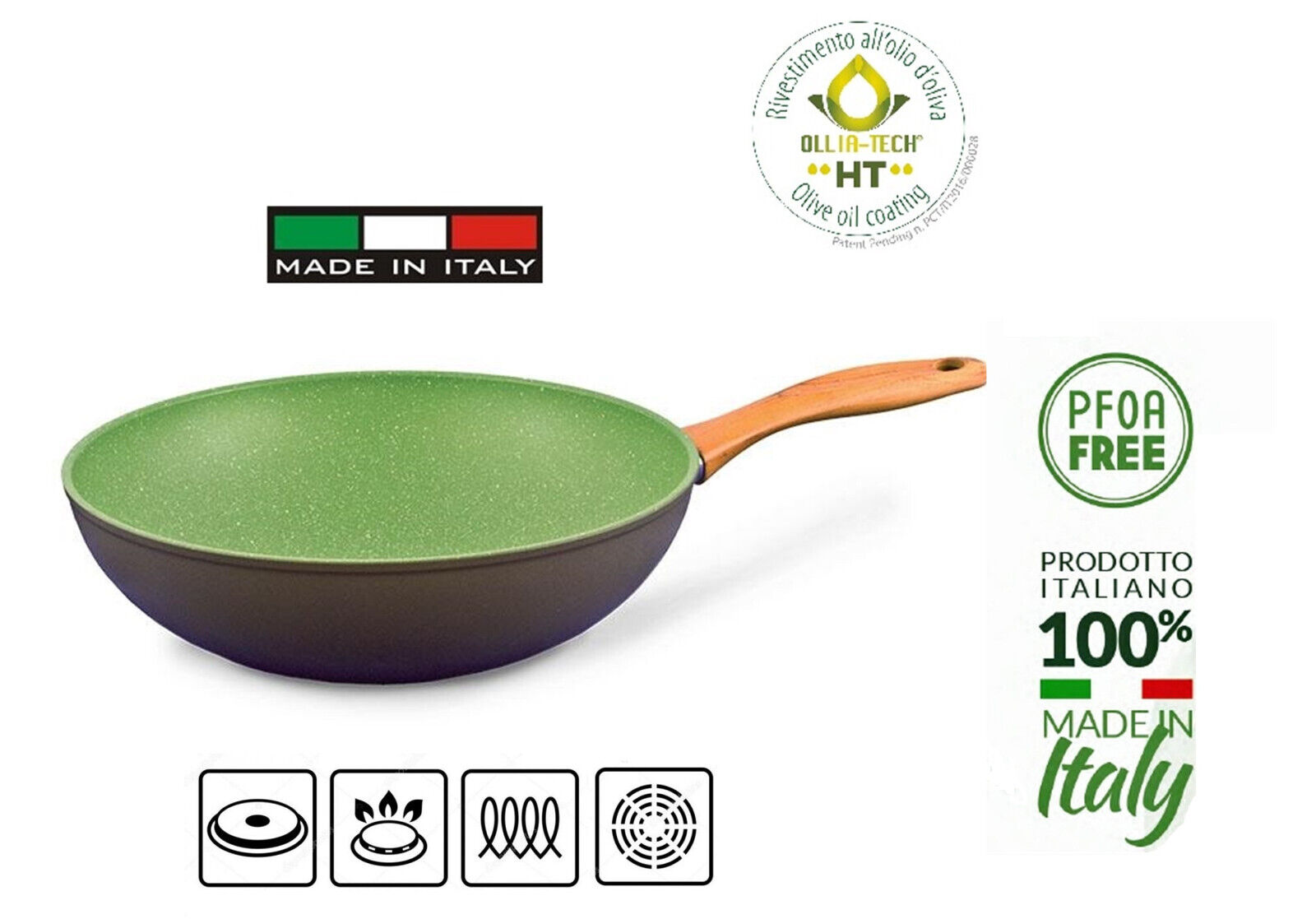 Giannini : Vegetalia: wok antiaderente ( oli vegetali )cm.28 per induzione